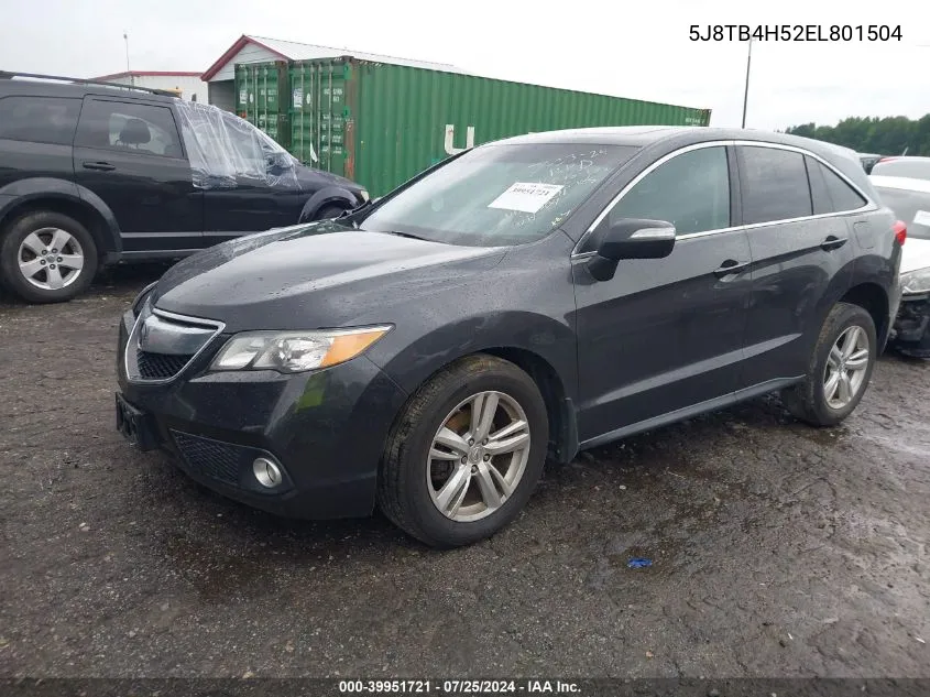 2014 Acura Rdx VIN: 5J8TB4H52EL801504 Lot: 39951721