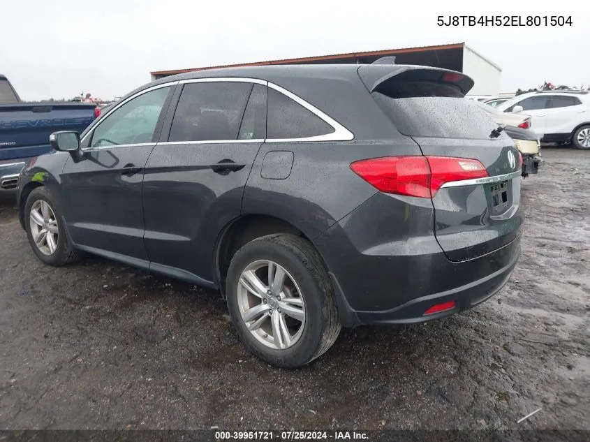 2014 Acura Rdx VIN: 5J8TB4H52EL801504 Lot: 39951721