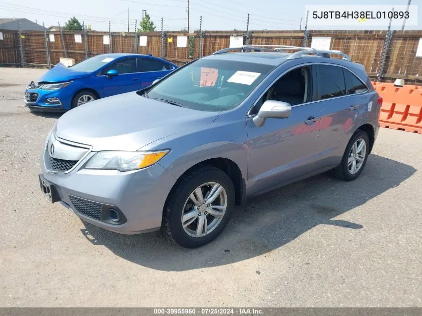 2014 Acura Rdx VIN: 5J8TB4H38EL010893 Lot: 39955960