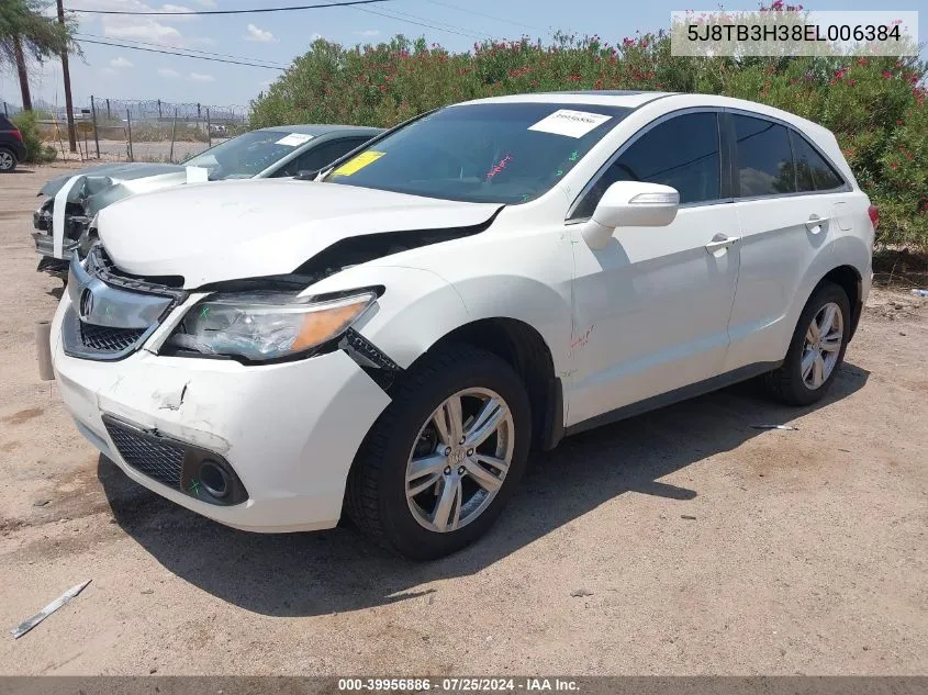 2014 Acura Rdx VIN: 5J8TB3H38EL006384 Lot: 39956886