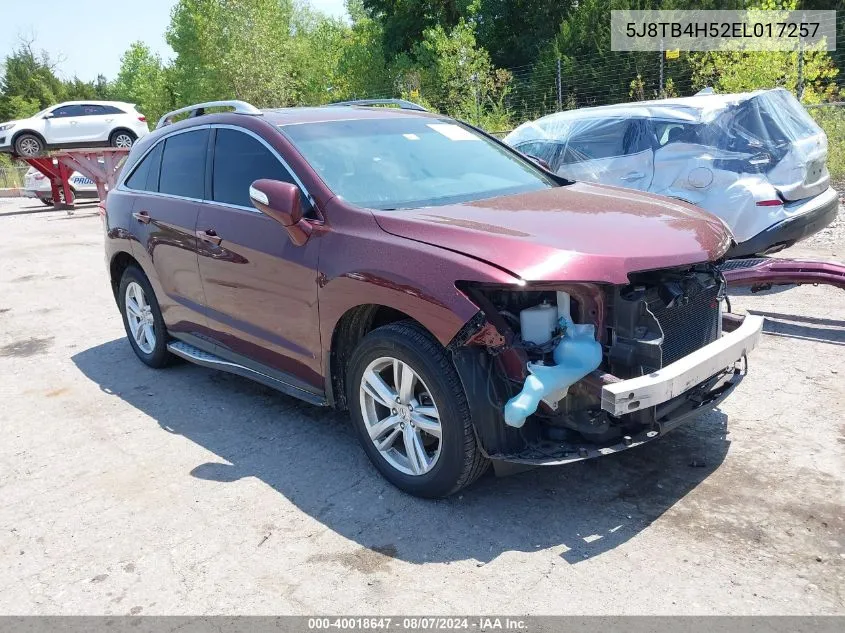 2014 Acura Rdx VIN: 5J8TB4H52EL017257 Lot: 40018647