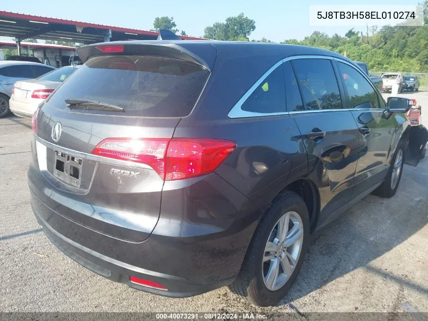 5J8TB3H58EL010274 2014 Acura Rdx