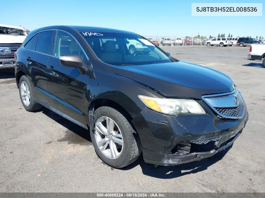 2014 Acura Rdx VIN: 5J8TB3H52EL008536 Lot: 40089224