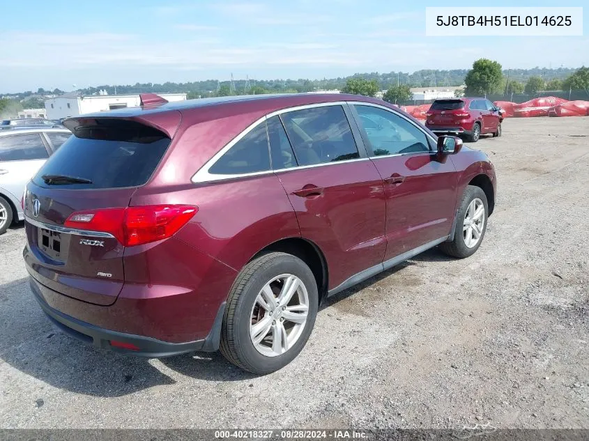 2014 Acura Rdx VIN: 5J8TB4H51EL014625 Lot: 40218327