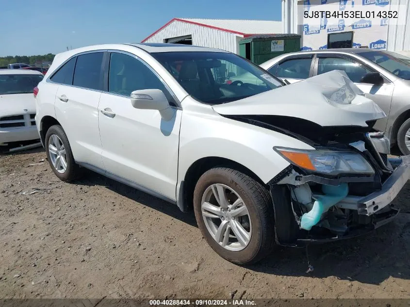 2014 Acura Rdx VIN: 5J8TB4H53EL014352 Lot: 40288434