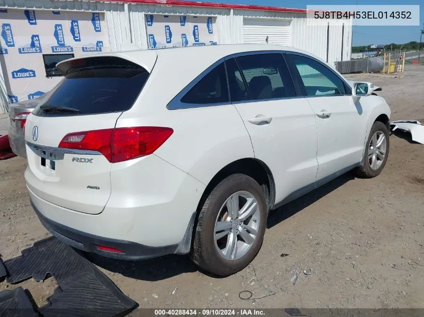 2014 Acura Rdx VIN: 5J8TB4H53EL014352 Lot: 40288434