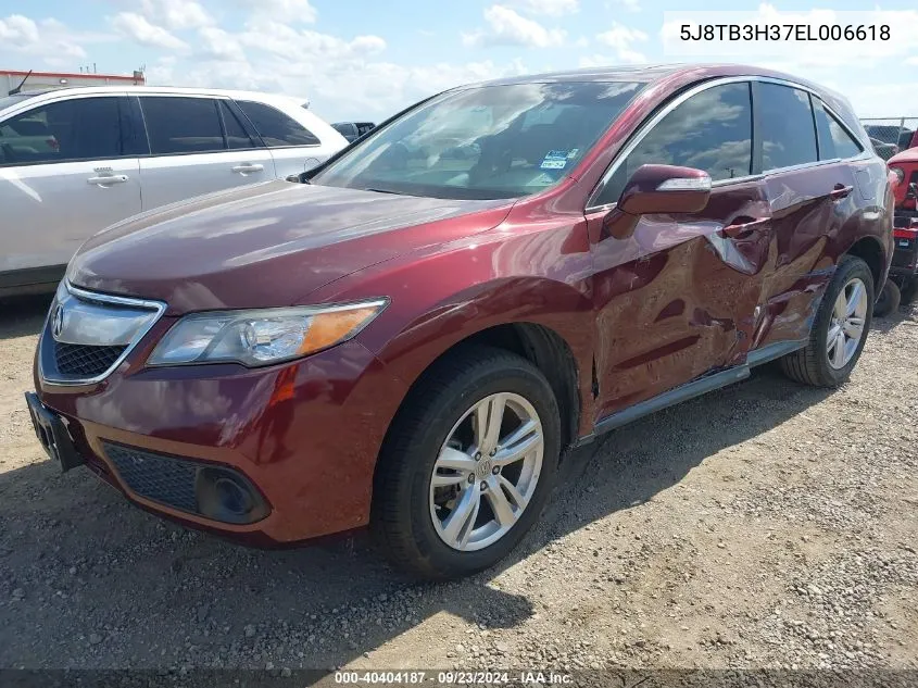 2014 Acura Rdx VIN: 5J8TB3H37EL006618 Lot: 40404187