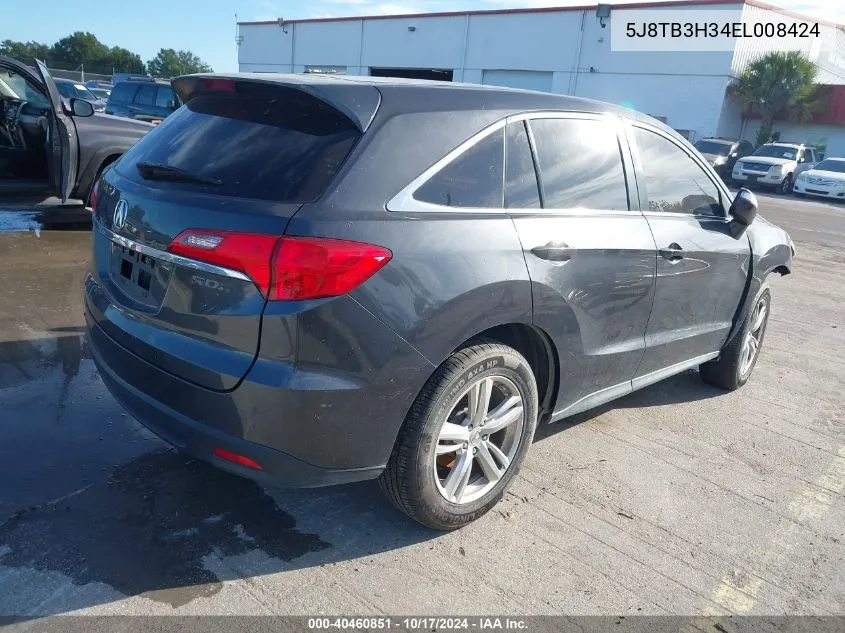 2014 Acura Rdx VIN: 5J8TB3H34EL008424 Lot: 40460851