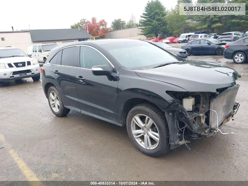 2014 Acura Rdx VIN: 5J8TB4H58EL020017 Lot: 40533314