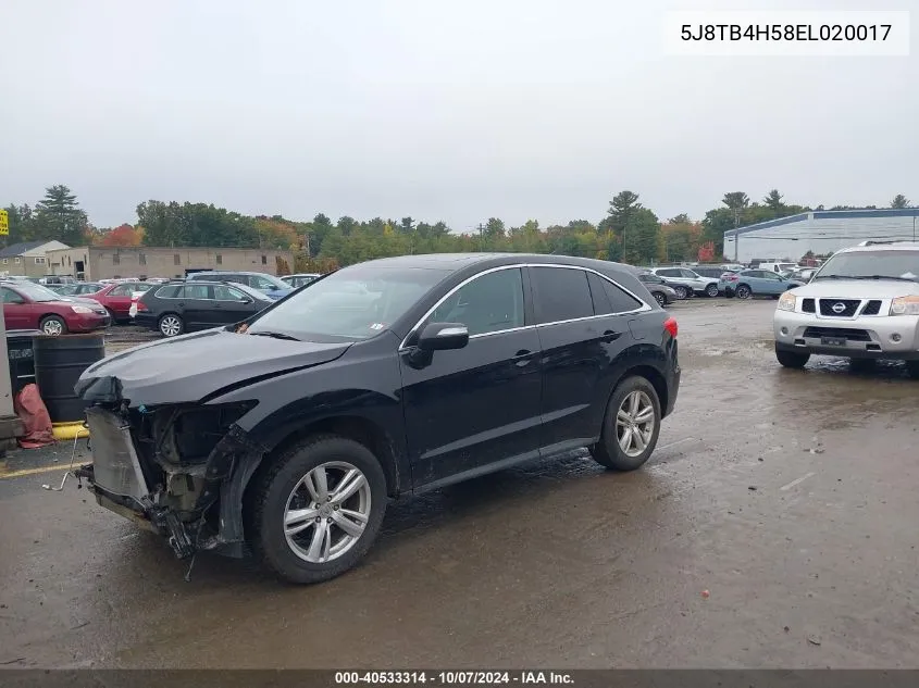 2014 Acura Rdx VIN: 5J8TB4H58EL020017 Lot: 40533314