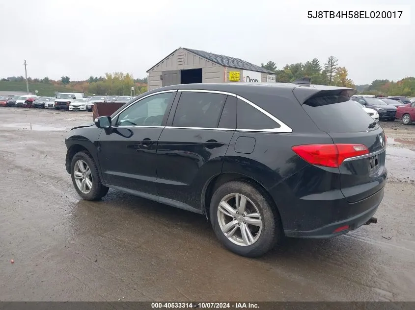 2014 Acura Rdx VIN: 5J8TB4H58EL020017 Lot: 40533314