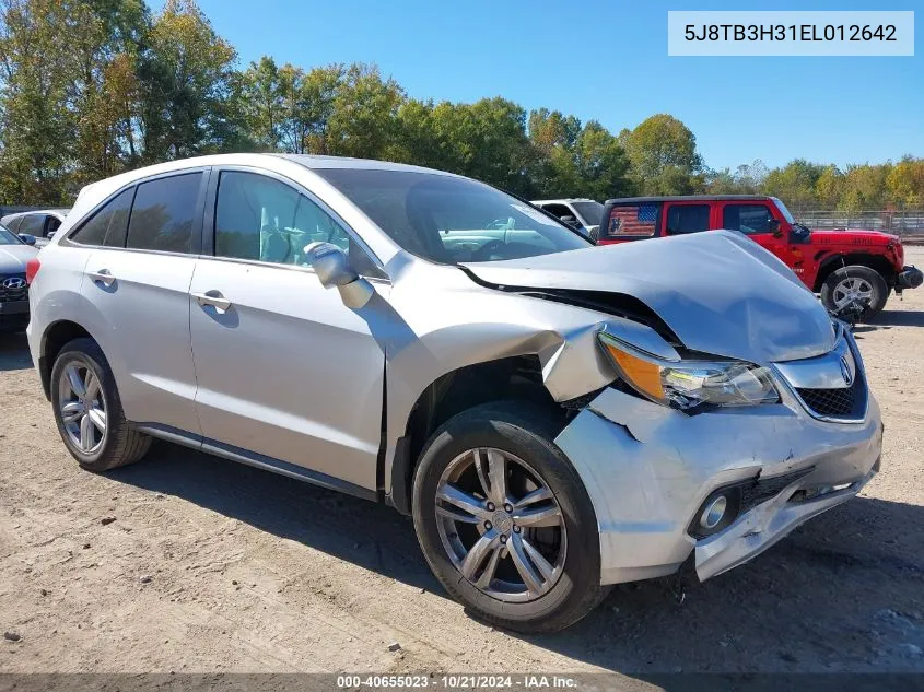 2014 Acura Rdx VIN: 5J8TB3H31EL012642 Lot: 40655023