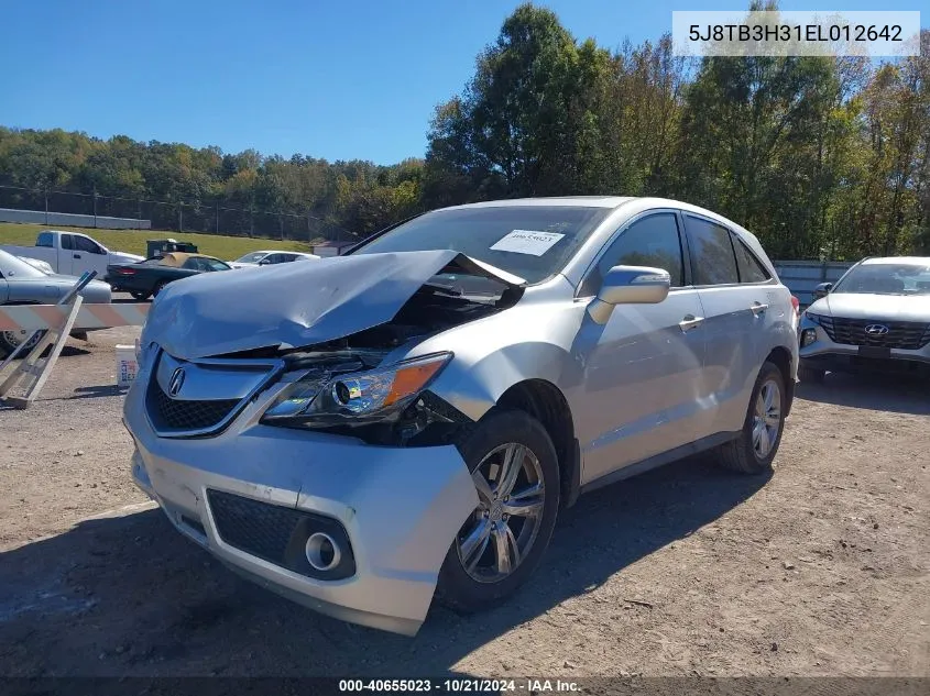 2014 Acura Rdx VIN: 5J8TB3H31EL012642 Lot: 40655023