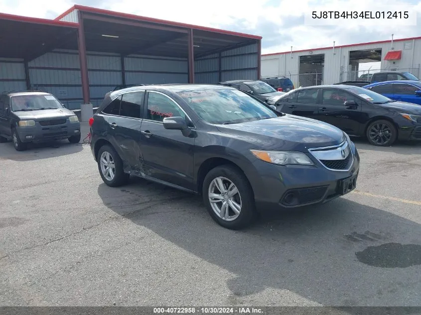 2014 Acura Rdx VIN: 5J8TB4H34EL012415 Lot: 40722958