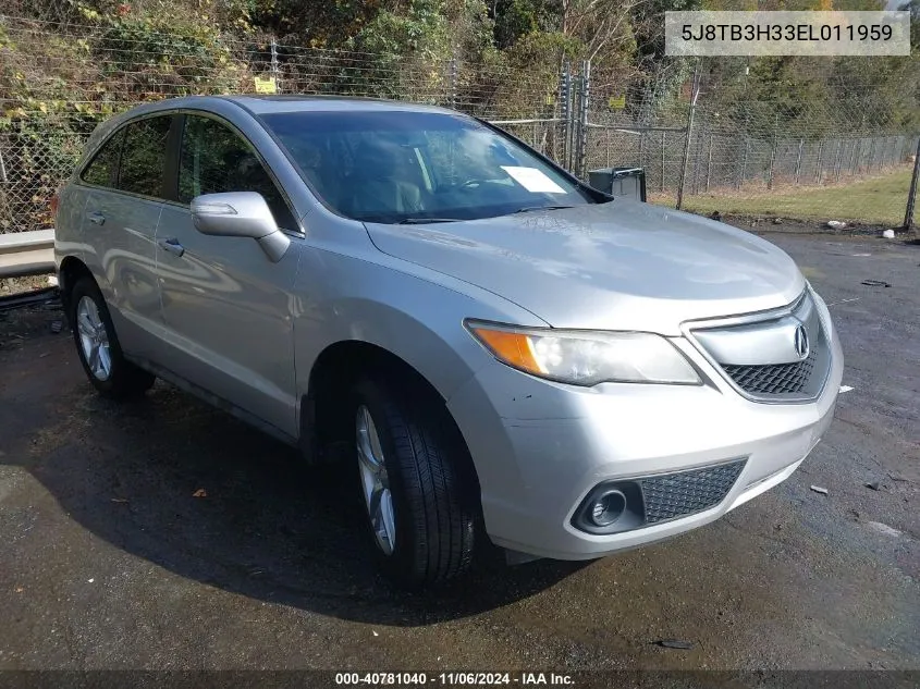 2014 Acura Rdx VIN: 5J8TB3H33EL011959 Lot: 40781040