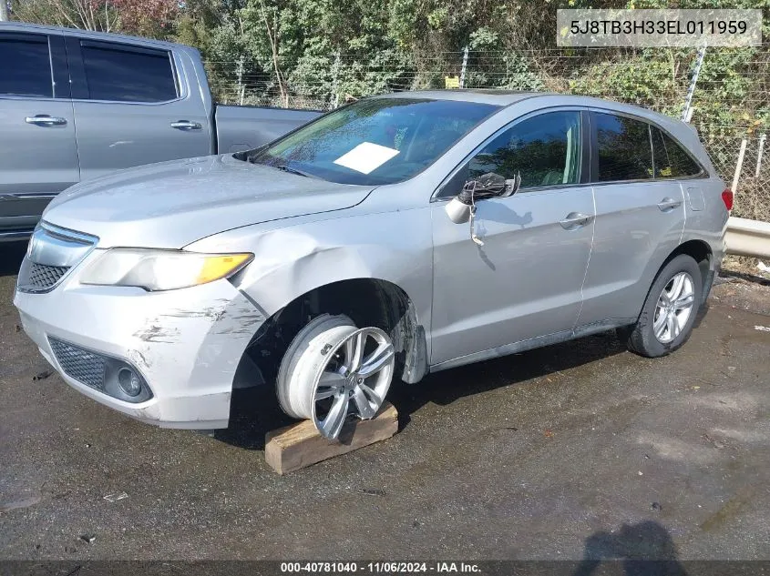 2014 Acura Rdx VIN: 5J8TB3H33EL011959 Lot: 40781040