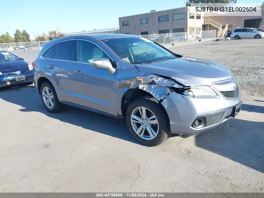 2014 Acura Rdx VIN: 5J8TB4H31EL002604 Lot: 40795989