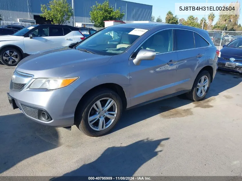 2014 Acura Rdx VIN: 5J8TB4H31EL002604 Lot: 40795989