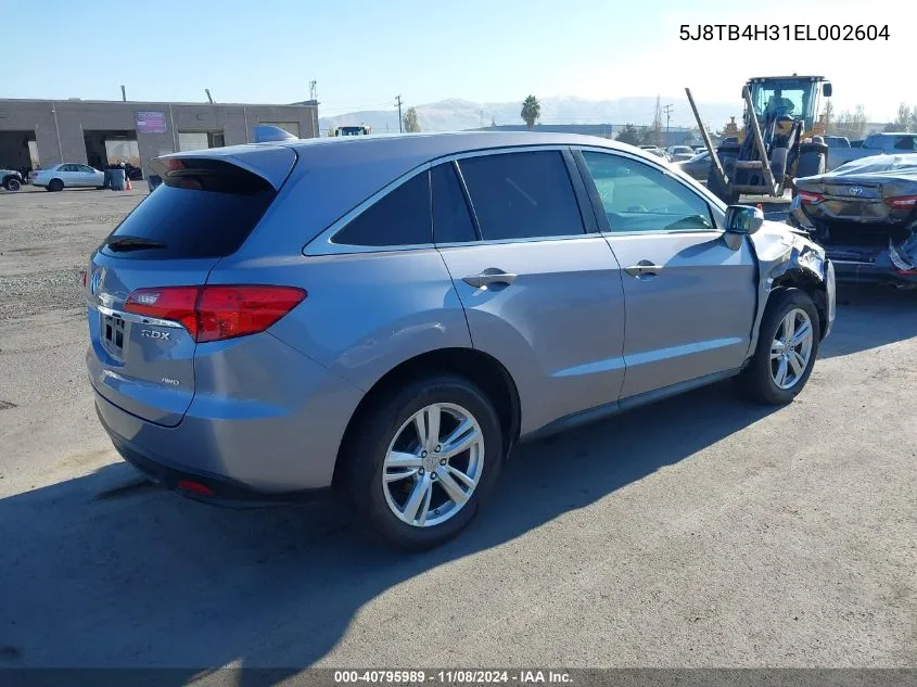 2014 Acura Rdx VIN: 5J8TB4H31EL002604 Lot: 40795989