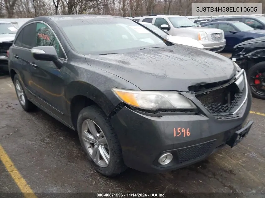 2014 Acura Rdx VIN: 5J8TB4H58EL010605 Lot: 40871596