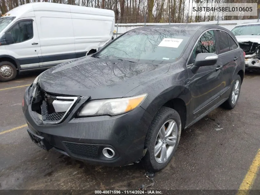 2014 Acura Rdx VIN: 5J8TB4H58EL010605 Lot: 40871596