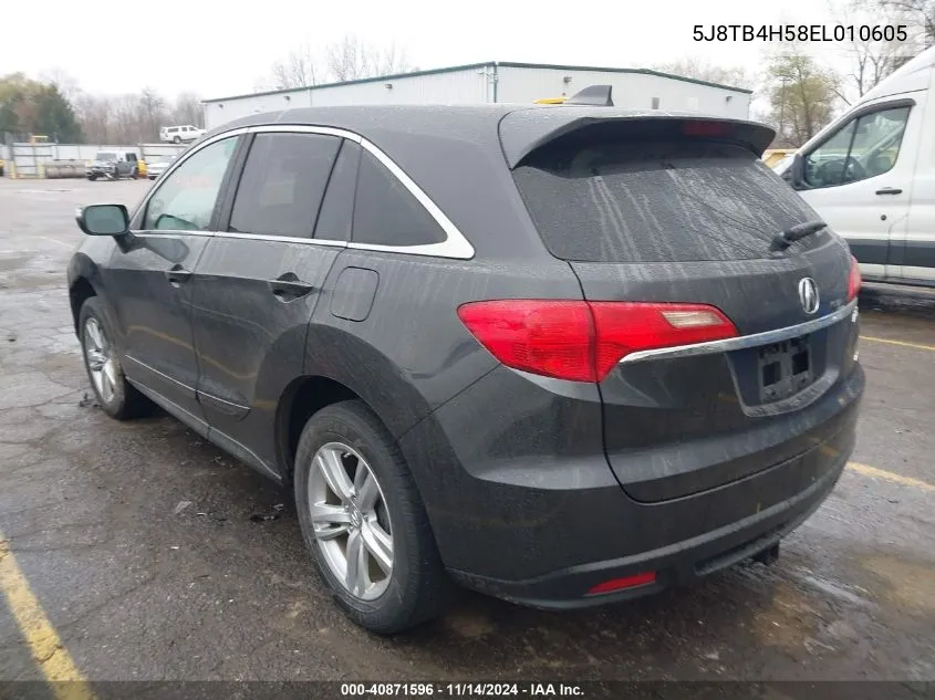 2014 Acura Rdx VIN: 5J8TB4H58EL010605 Lot: 40871596