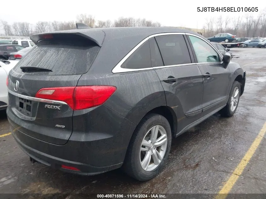 2014 Acura Rdx VIN: 5J8TB4H58EL010605 Lot: 40871596