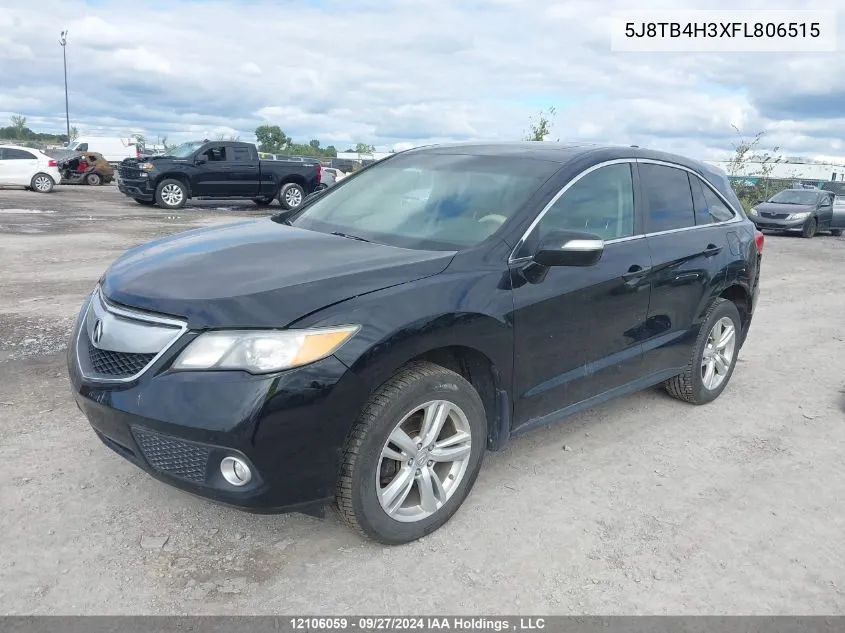 2015 Acura Rdx VIN: 5J8TB4H3XFL806515 Lot: 12106059