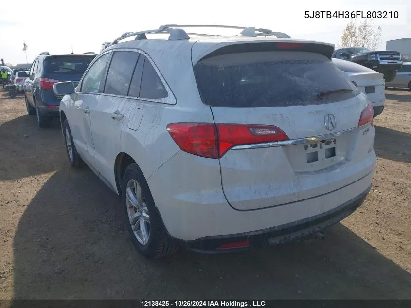 2015 Acura Rdx VIN: 5J8TB4H36FL803210 Lot: 12138425