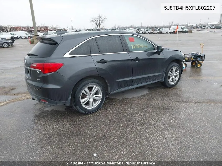 2015 Acura Rdx VIN: 5J8TB4H5XFL802207 Lot: 20182304