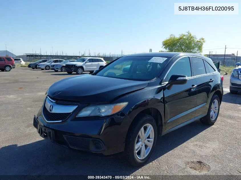 2015 Acura Rdx VIN: 5J8TB4H36FL020095 Lot: 39343470