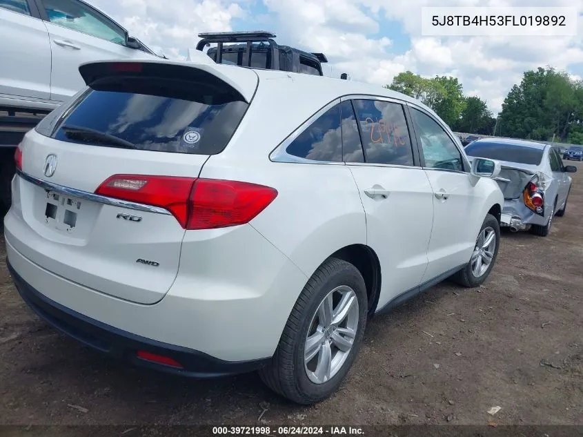 5J8TB4H53FL019892 2015 Acura Rdx