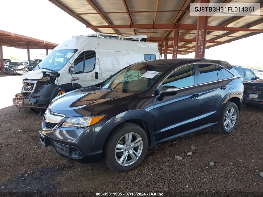 2015 Acura Rdx VIN: 5J8TB3H31FL014361 Lot: 39811995