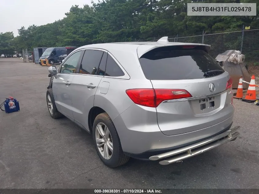 2015 Acura Rdx VIN: 5J8TB4H31FL029478 Lot: 39838301