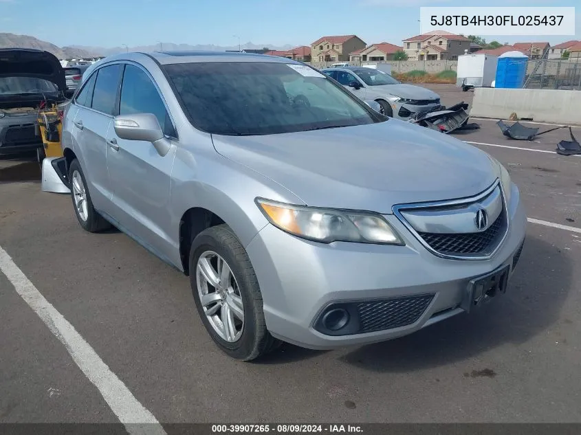 2015 Acura Rdx VIN: 5J8TB4H30FL025437 Lot: 39907265