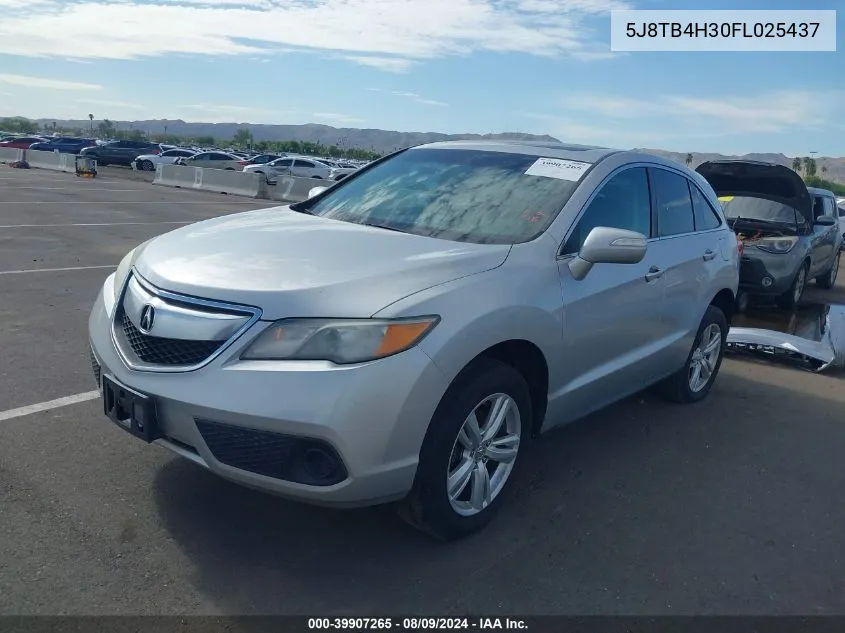 2015 Acura Rdx VIN: 5J8TB4H30FL025437 Lot: 39907265