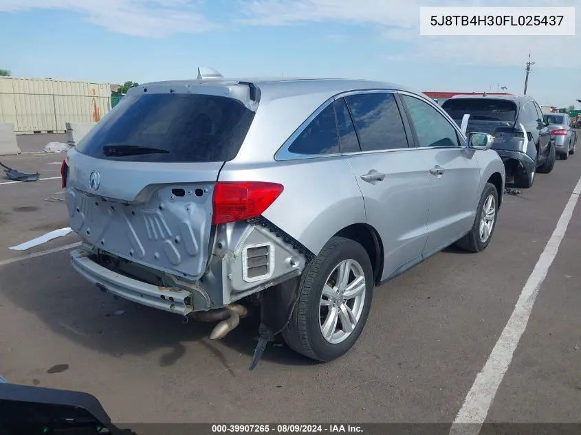 2015 Acura Rdx VIN: 5J8TB4H30FL025437 Lot: 39907265