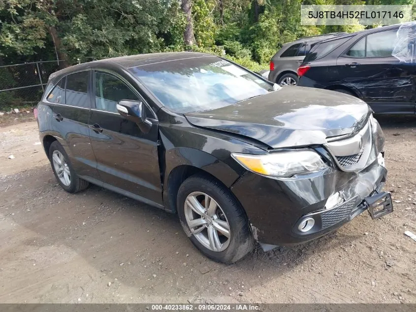 2015 Acura Rdx VIN: 5J8TB4H52FL017146 Lot: 40233862