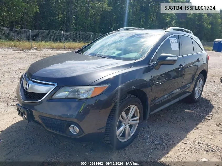 2015 Acura Rdx VIN: 5J8TB4H55FL001734 Lot: 40261462