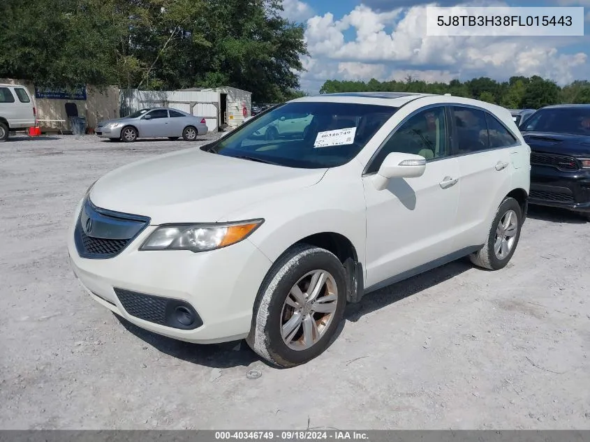 2015 Acura Rdx VIN: 5J8TB3H38FL015443 Lot: 40346749