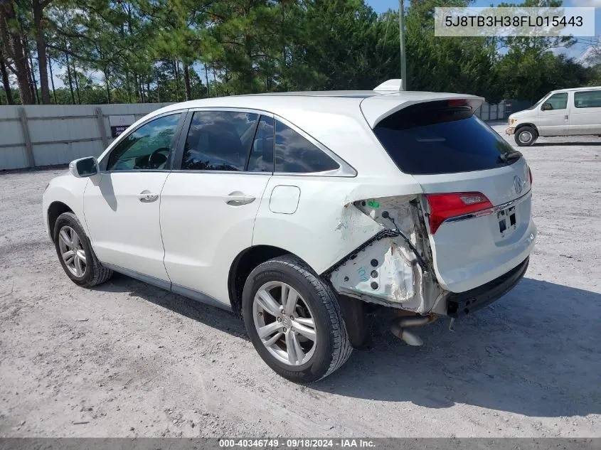 2015 Acura Rdx VIN: 5J8TB3H38FL015443 Lot: 40346749