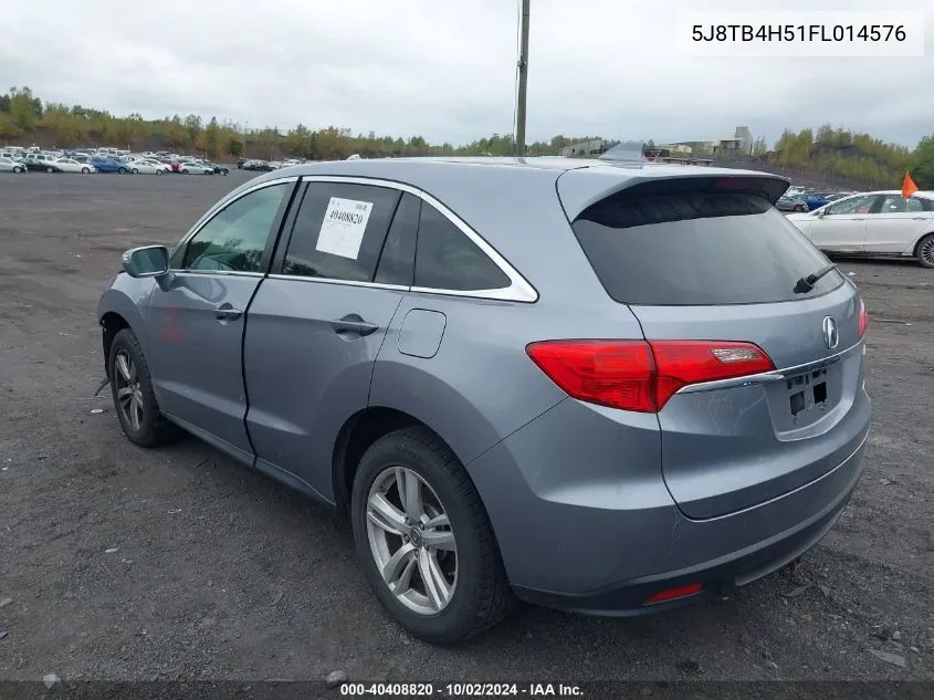 2015 Acura Rdx VIN: 5J8TB4H51FL014576 Lot: 40408820