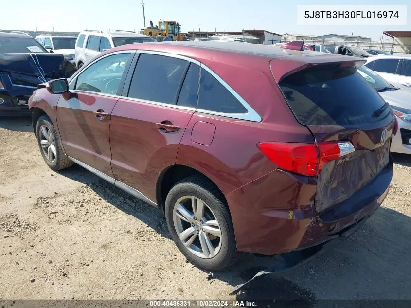 2015 Acura Rdx VIN: 5J8TB3H30FL016974 Lot: 40486331