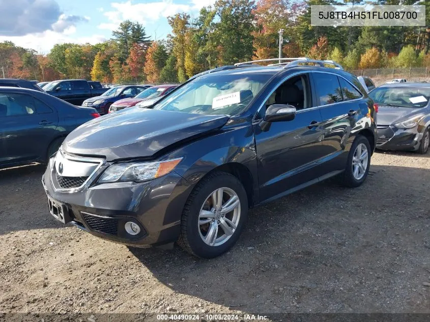 2015 Acura Rdx VIN: 5J8TB4H51FL008700 Lot: 40490924