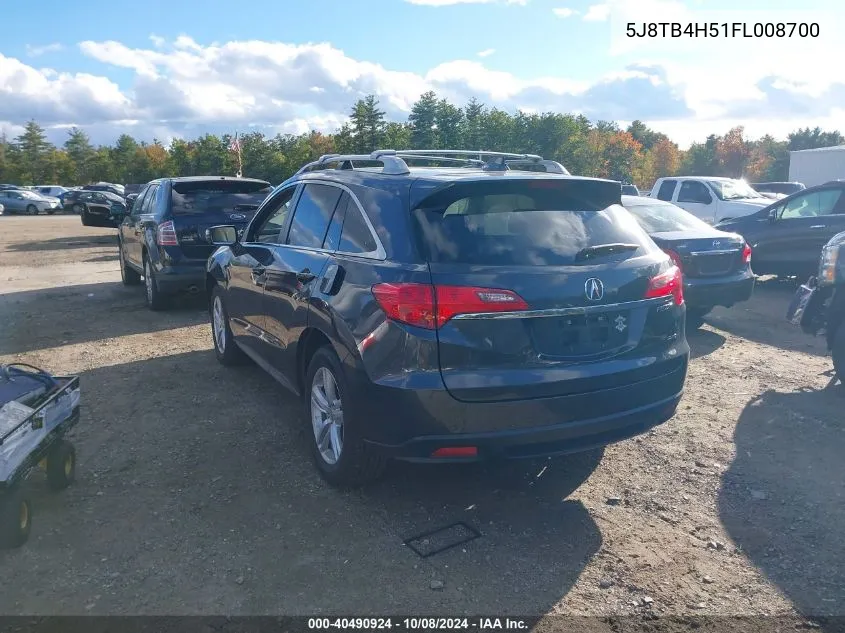 2015 Acura Rdx VIN: 5J8TB4H51FL008700 Lot: 40490924