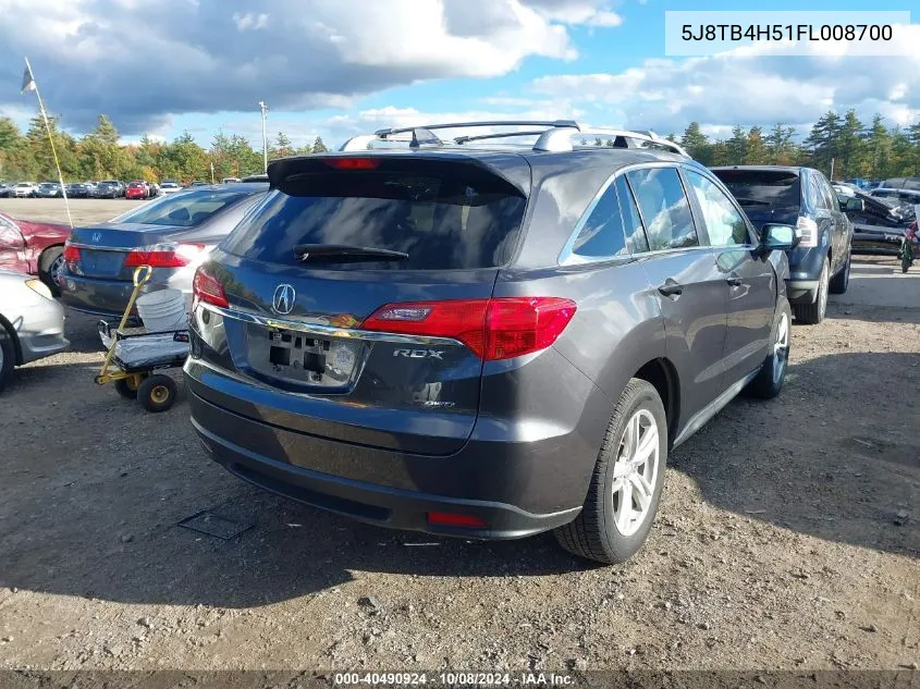 2015 Acura Rdx VIN: 5J8TB4H51FL008700 Lot: 40490924