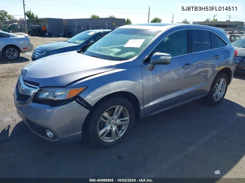 2015 Acura Rdx VIN: 5J8TB3H53FL014511 Lot: 40496905