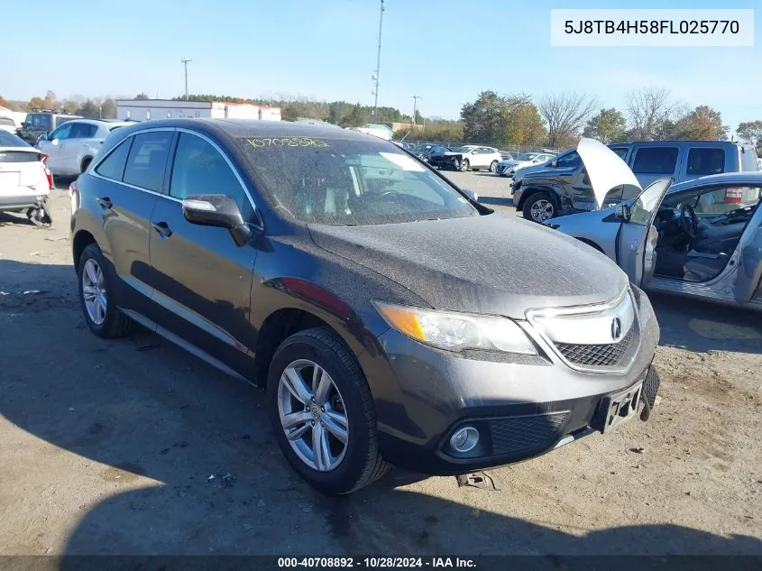 2015 Acura Rdx VIN: 5J8TB4H58FL025770 Lot: 40708892