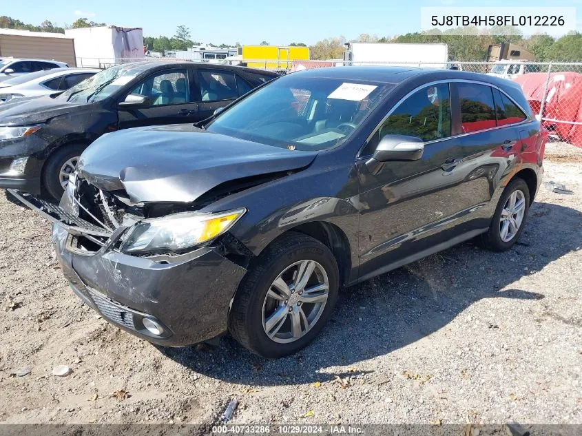 2015 Acura Rdx VIN: 5J8TB4H58FL012226 Lot: 40733286