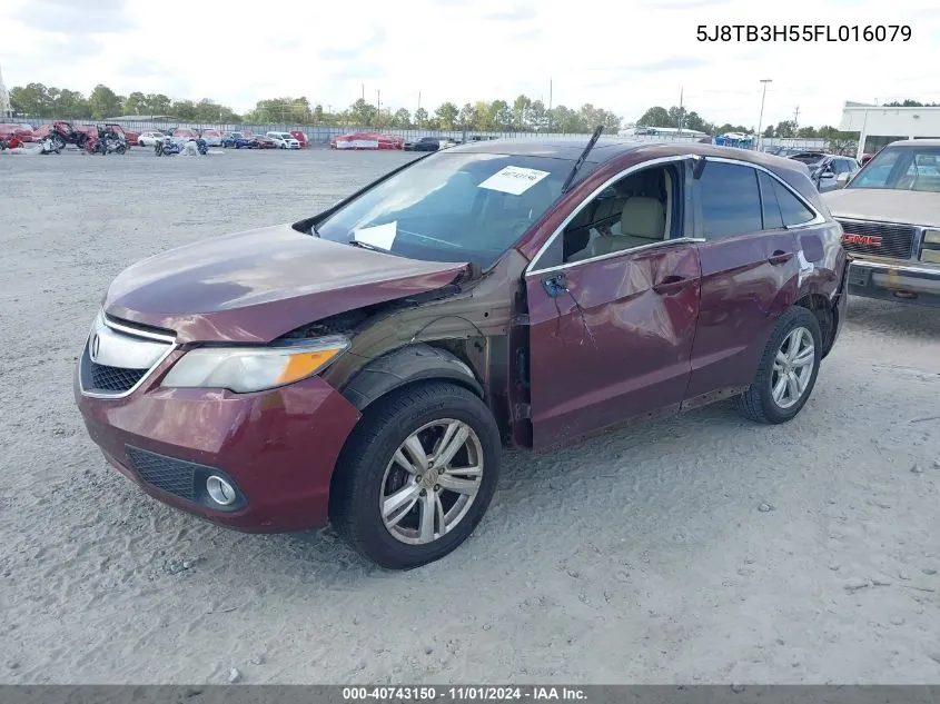 2015 Acura Rdx VIN: 5J8TB3H55FL016079 Lot: 40743150